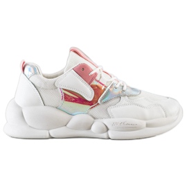 Bestelle Sneakersy Na Platformie Fashion białe różowe srebrny