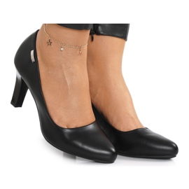 PJ1 Klasyczne Czółenka Na Słupku Czarne Eleanor