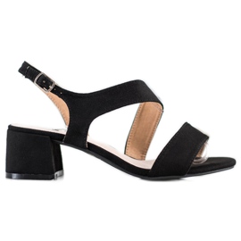 Kylie Czarne Sandały Na Niskim Słupku