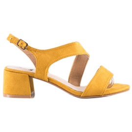 Kylie Żółte Sandałki Na Niskim Słupku