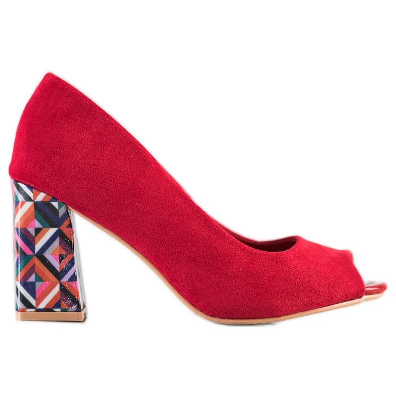 Sabatina Czółenka Z Obcasem We Wzory czerwone