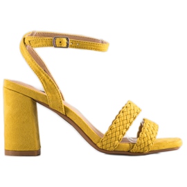 Kylie Zamszowe Sandałki Na Słupku żółte