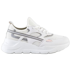 SHELOVET Casualowe Białe Sneakersy szare