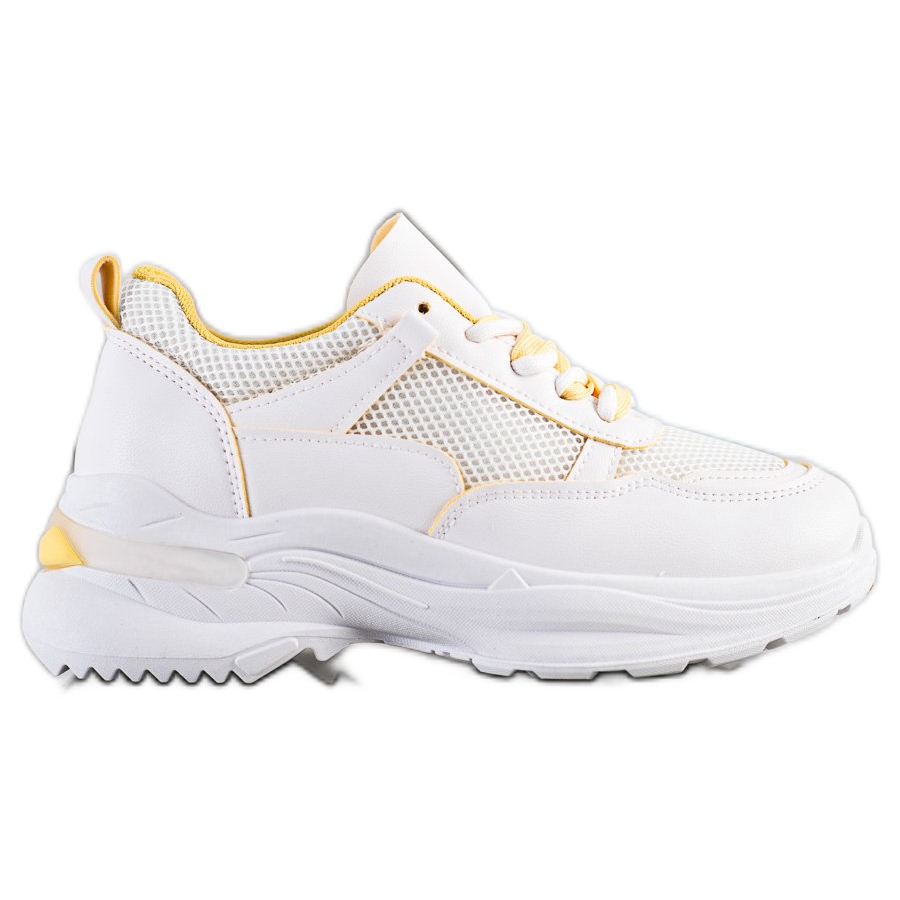 SHELOVET Wygodne Białe Sneakersy żółte