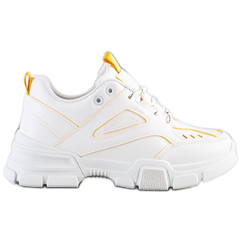 SHELOVET Modne Białe Sneakersy żółte