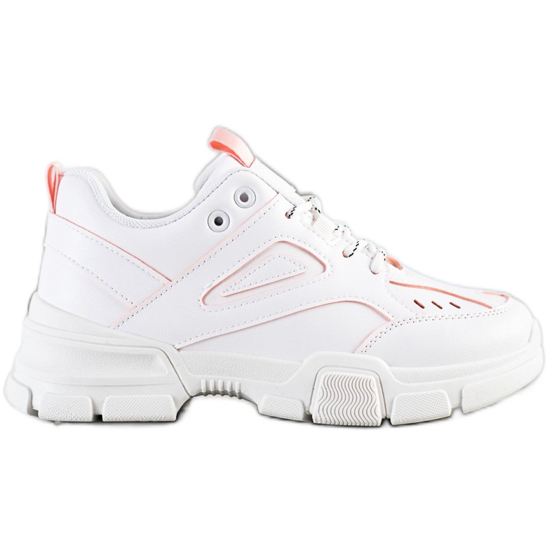 SHELOVET Modne Białe Sneakersy różowe