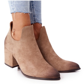 Vinceza Damskie Botki Z Wycięciami Na Słupku Beżowe Caroline beżowy