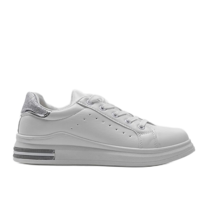 Biało srebrne sneakersy sportowe LDH003 białe srebrny szare