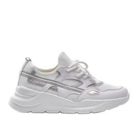 Białe sneakersy sportowe Lativia szare