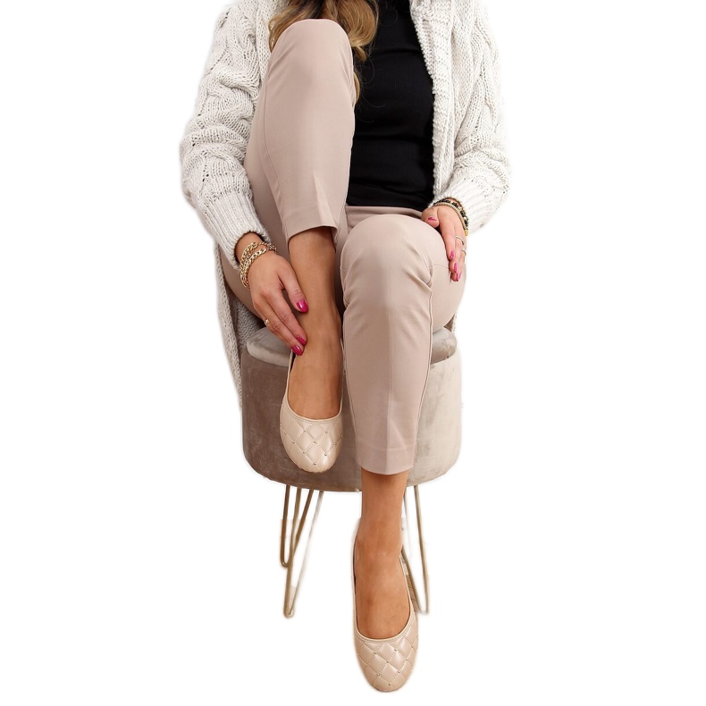 Balerinki beżowe CD81P Khaki beżowy