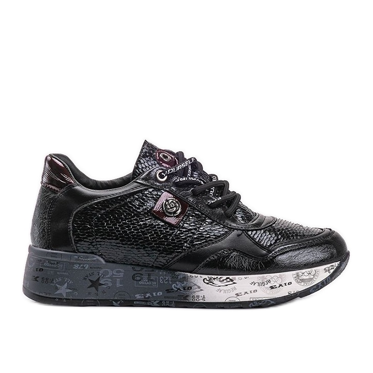 Czarne sneakersy na koturnie Ayanna