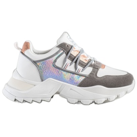 SHELOVET Stylowe Sneakersy białe wielokolorowe