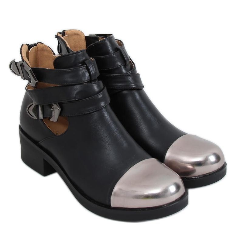 Botki wycięte czarne 9100 Black