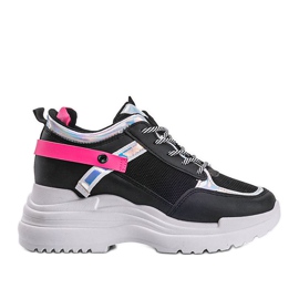 Czarne sneakersy na grubej podeszwie Johana