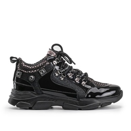 Czarne sneakersy na koturnie Giovanna