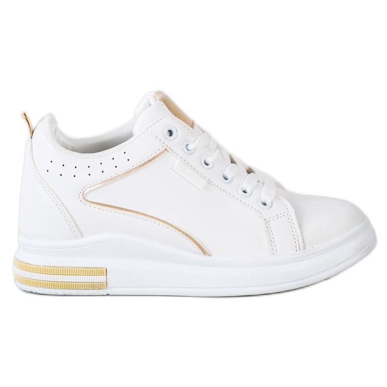 SHELOVET Białe Obuwie Z Ukrytą Koturną