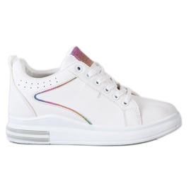 SHELOVET Białe Obuwie Z Ukrytą Koturną