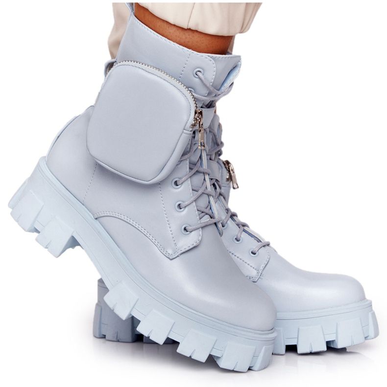 PS1 Botki Workery Na Platformie z Nerką Niebieskie Saturday