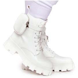 PS1 Botki Workery Na Platformie z Nerką Białe Saturday