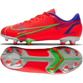 Buty piłkarskie Nike Vapor 14 Academy FG/MG Jr CV0811 600 czerwone pomarańcze i czerwienie