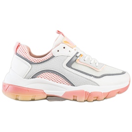 Ideal Shoes Sneakersy Z Brokatową Wstawką białe