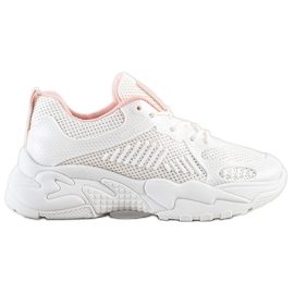 SHELOVET Wiosenne Białe Sneakersy różowe