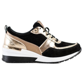 Czarno-złote Sneakersy Ze Skóry VINCEZA czarne złoty