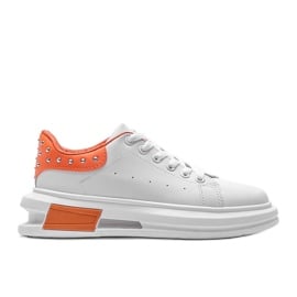 BM Biało pomarańczowe sneakersy damskie Taranto białe