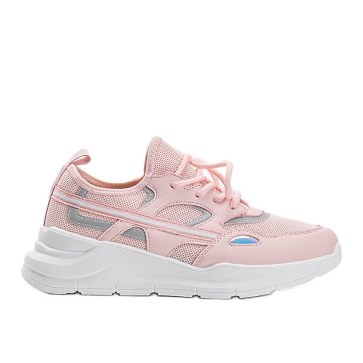 Różowe sneakersy sportowe Lativia białe