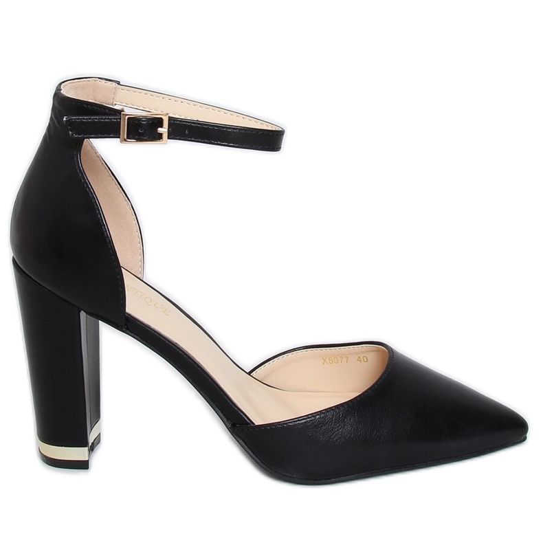 Czółenka na słupku czarne X8077 Black