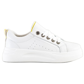 SHELOVET Modne Trampki Na Platformie białe