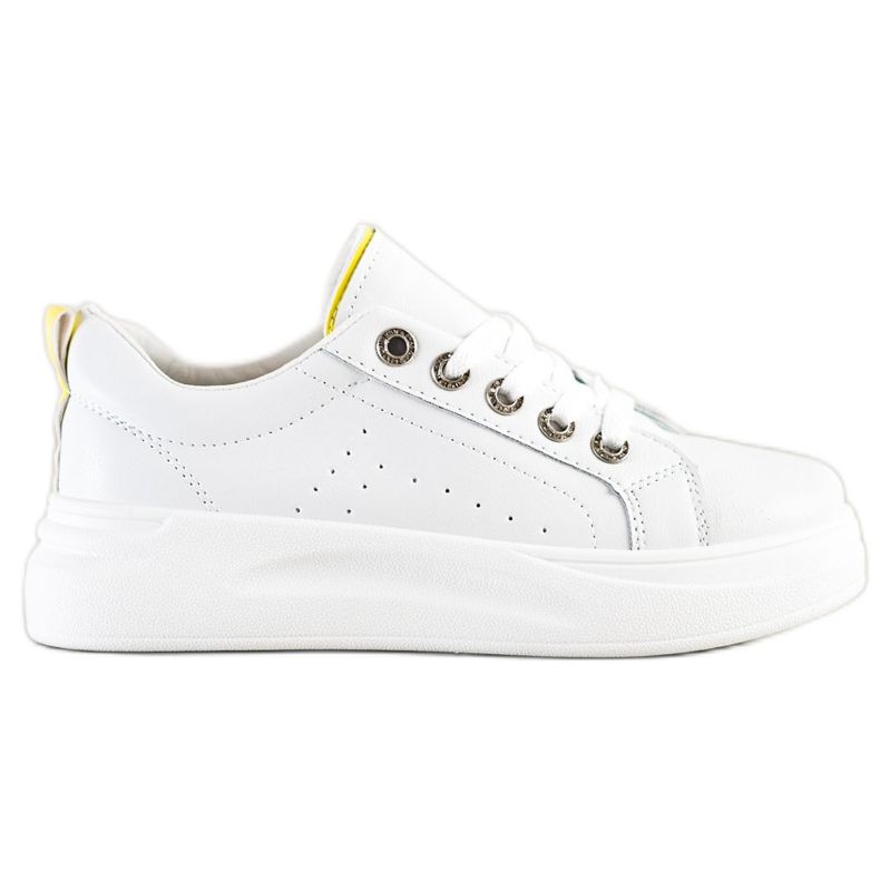 SHELOVET Modne Trampki Na Platformie białe