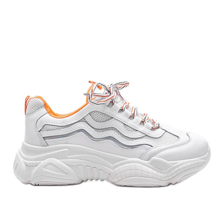 Białe sneakersy z pomarańczowymi wstawkami Jasmin