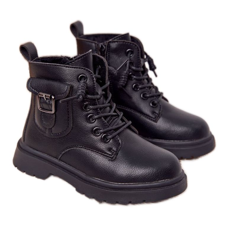 Apawwa Dziecięce Botki Z Kieszonką Czarne TikTok