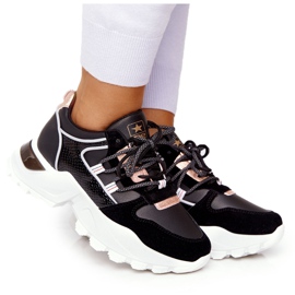 EVE Damskie Sneakersy Na Masywnej Podeszwie Czarne Power złoty