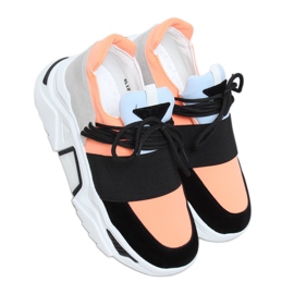 Buty sportowe na wysokiej podeszwie VL127 Black czarne różowe szare