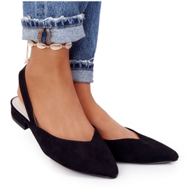 Zamszowe Baleriny Na Obcasie S.Barski Czarne