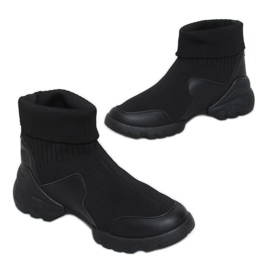 Buty sportowe skarpetkowe za kostkę czarne LA156 Black