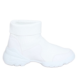 Buty sportowe skarpetkowe za kostkę białe LA156 White