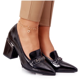 Eleganckie Czółenka Na Słupku S.Barski Premium Czarne