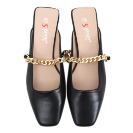 Klapki z łańcuszkiem czarne T399P Black