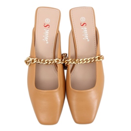 Klapki z łańcuszkiem camel T399P Camel brązowe