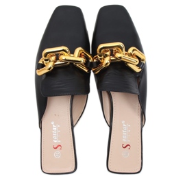 Klapki z łańcuchem czarne T500P Black