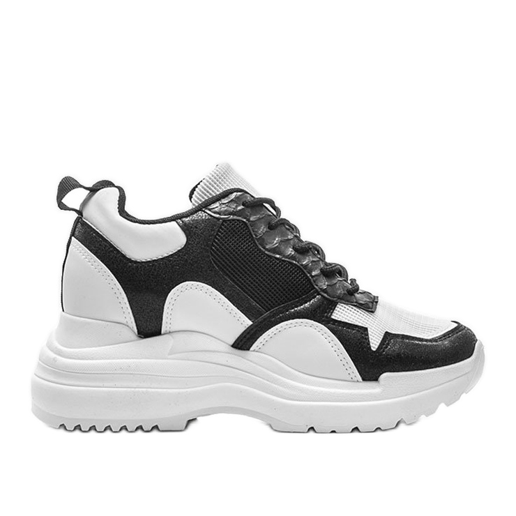 Biało-czarne sneakersy na koturnie Alexandra białe