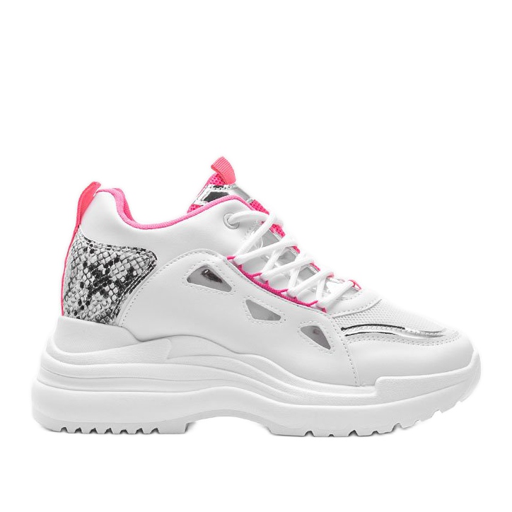 Biało różowe sneakersy snake Felicia białe