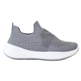 Renda Szare Sneakersy Z Kryształkami