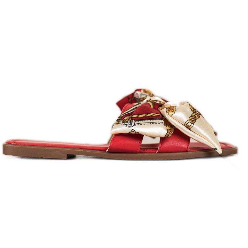 Seastar Eleganckie Klapki Z Ozdobną Kokardą czerwone