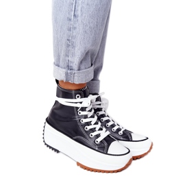 PS1 Skórzane Trampki Na Platformie Czarne Coachella białe