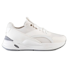 SHELOVET Klasyczne Sneakersy Na Platformie białe