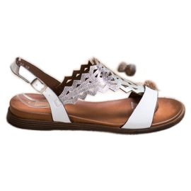 Modne Sandałki Sergio Leone białe